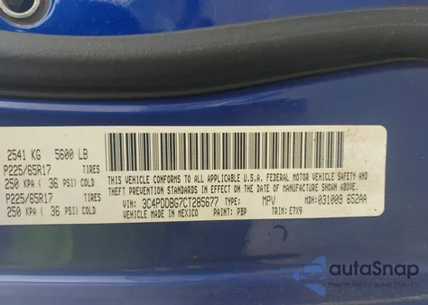 2012 Dodge Journey Sxt из США, поврежденный, VIN 3C4PDDBG7CT285677